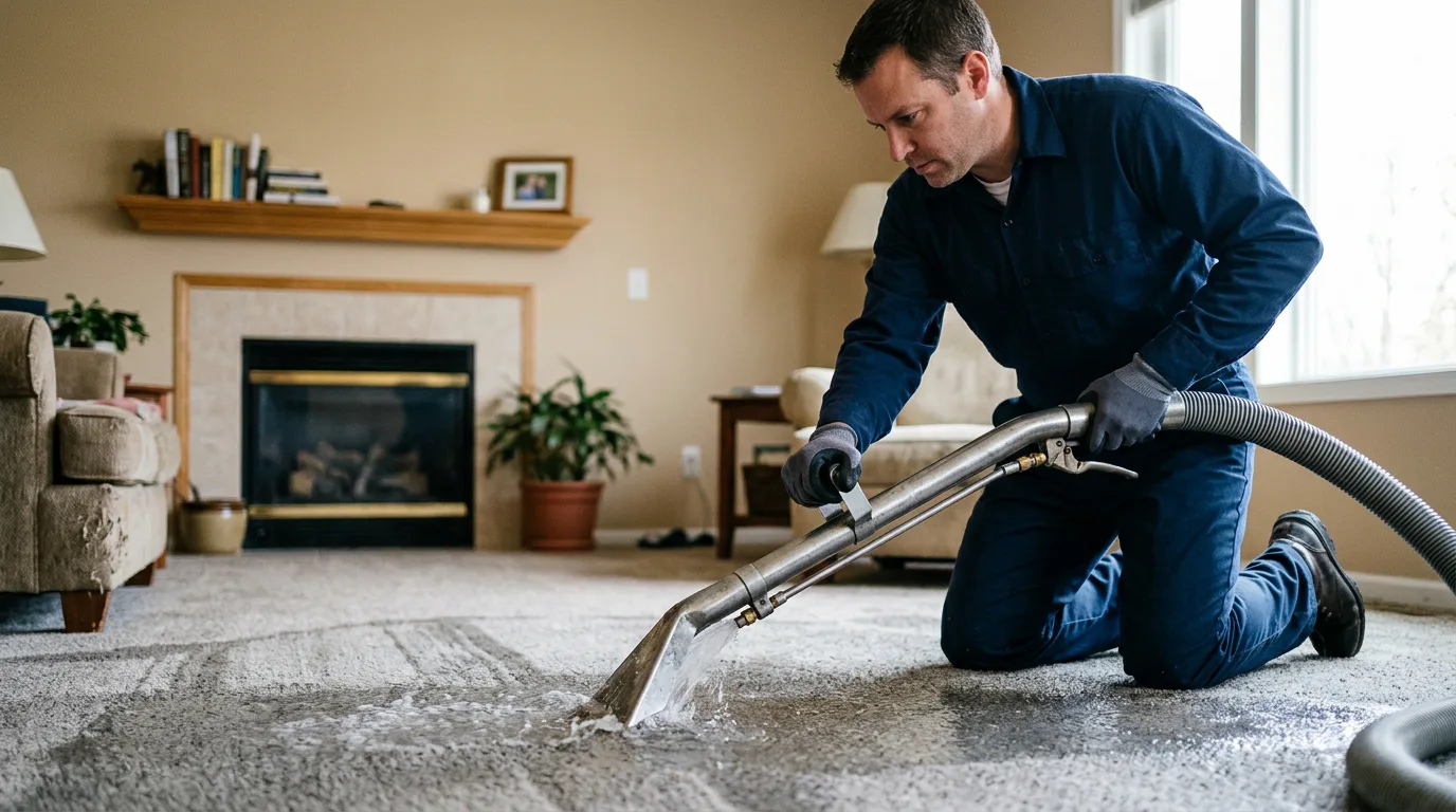 Water damage restoration technician working near Fate, TX